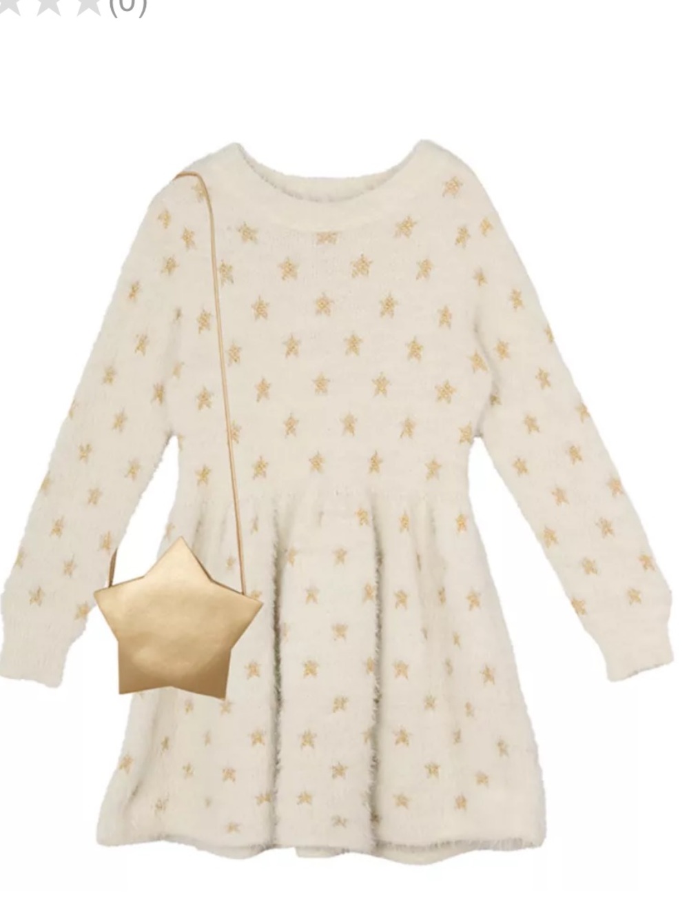 Rare edition Girls' Star Sweater cream Dress with Gold Stars purse
